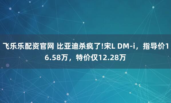飞乐乐配资官网 比亚迪杀疯了!宋L DM-i，指导价16.58万，特价仅12.28万