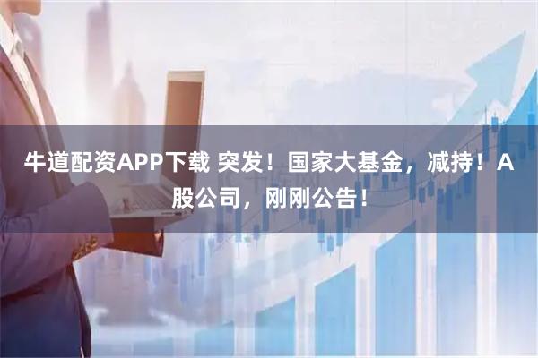 牛道配资APP下载 突发！国家大基金，减持！A股公司，刚刚公告！